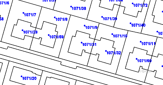 Parcela st. 1071/31 v KÚ Jihlava, Katastrální mapa