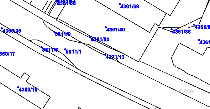 Parcela st. 4371/13 v KÚ Jihlava, Katastrální mapa
