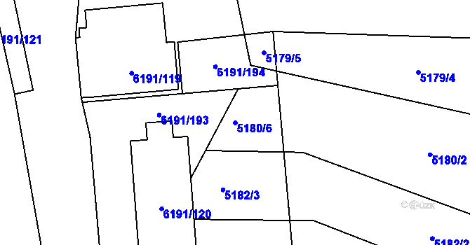 Parcela st. 5180/6 v KÚ Jihlava, Katastrální mapa