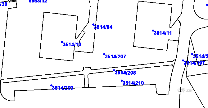 Parcela st. 3514/207 v KÚ Jihlava, Katastrální mapa