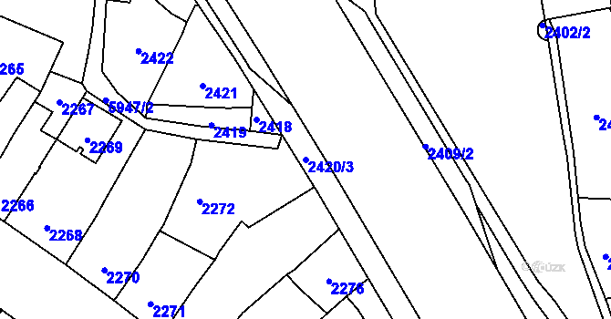 Parcela st. 2420/3 v KÚ Jihlava, Katastrální mapa