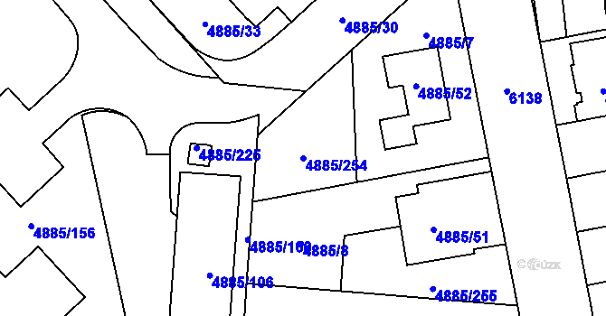 Parcela st. 4885/254 v KÚ Jihlava, Katastrální mapa