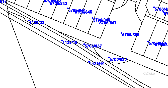 Parcela st. 5706/837 v KÚ Jihlava, Katastrální mapa