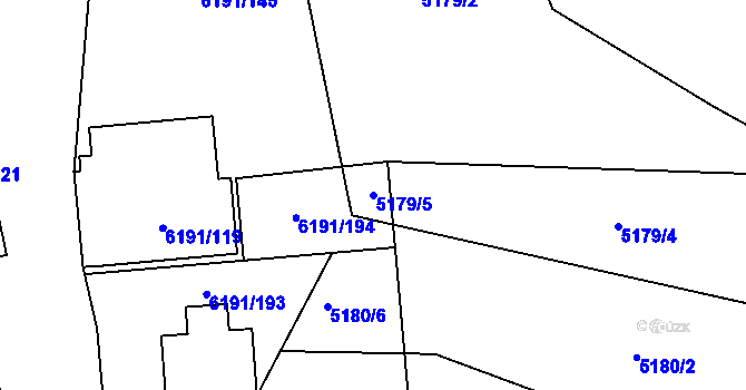 Parcela st. 5179/5 v KÚ Jihlava, Katastrální mapa