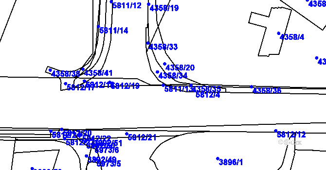 Parcela st. 5811/13 v KÚ Jihlava, Katastrální mapa