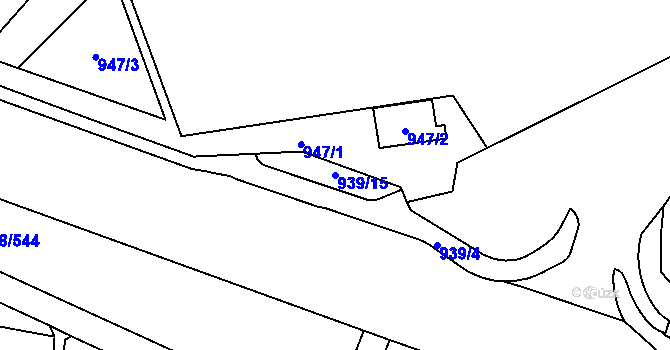 Parcela st. 939/15 v KÚ Jihlava, Katastrální mapa