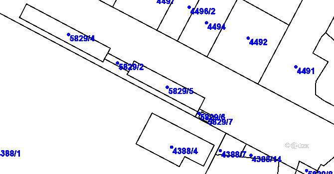 Parcela st. 5829/5 v KÚ Jihlava, Katastrální mapa