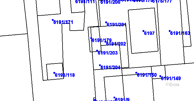 Parcela st. 6191/203 v KÚ Jihlava, Katastrální mapa