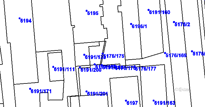 Parcela st. 5176/175 v KÚ Jihlava, Katastrální mapa