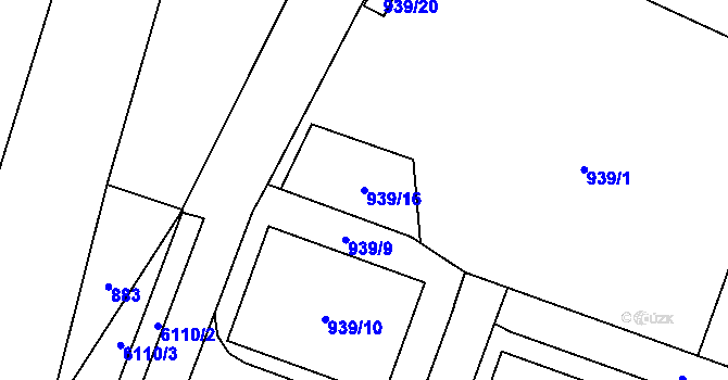 Parcela st. 939/16 v KÚ Jihlava, Katastrální mapa