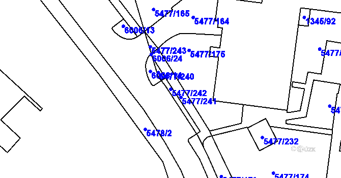 Parcela st. 5477/242 v KÚ Jihlava, Katastrální mapa