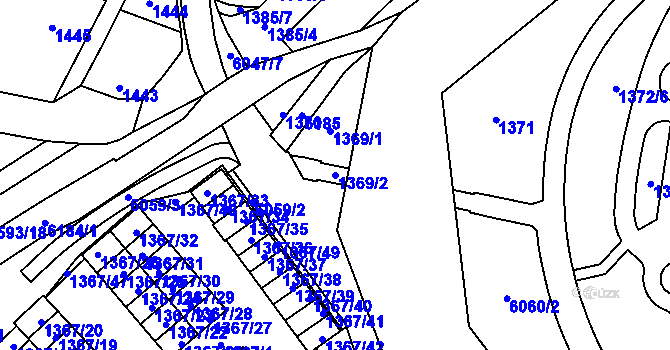 Parcela st. 1369/2 v KÚ Jihlava, Katastrální mapa