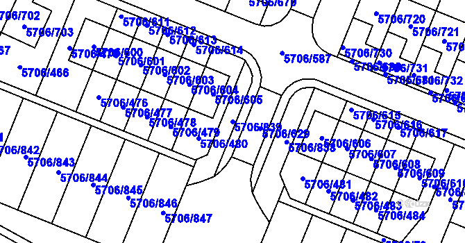 Parcela st. 5706/839 v KÚ Jihlava, Katastrální mapa