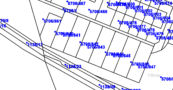 Parcela st. 5706/843 v KÚ Jihlava, Katastrální mapa