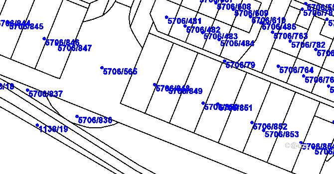 Parcela st. 5706/849 v KÚ Jihlava, Katastrální mapa