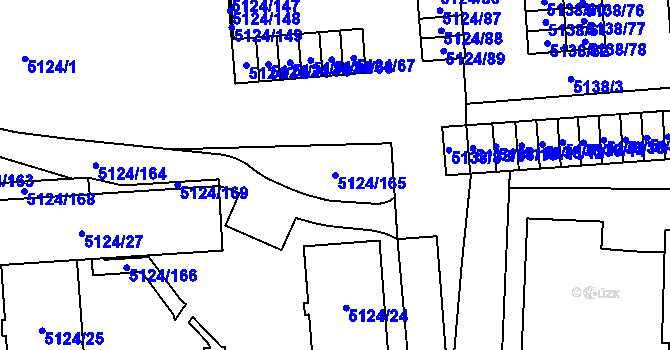Parcela st. 5124/165 v KÚ Jihlava, Katastrální mapa