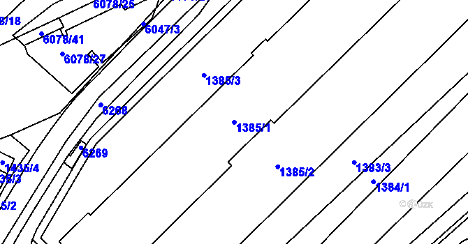 Parcela st. 1385/1 v KÚ Jihlava, Katastrální mapa
