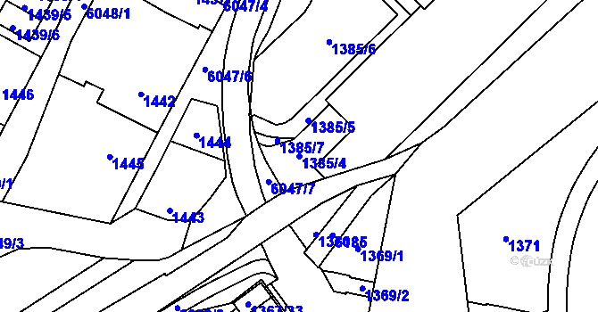 Parcela st. 1385/4 v KÚ Jihlava, Katastrální mapa