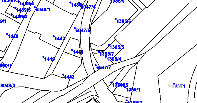 Parcela st. 1385/7 v KÚ Jihlava, Katastrální mapa