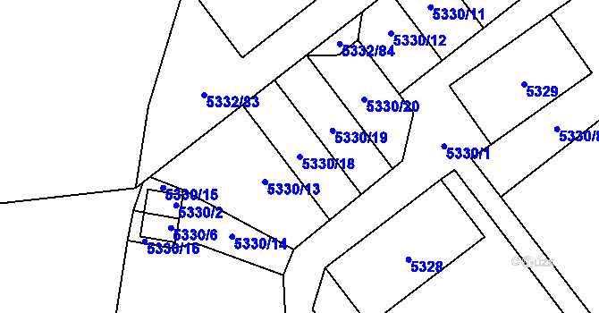 Parcela st. 5330/18 v KÚ Jihlava, Katastrální mapa
