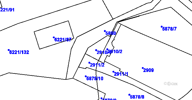 Parcela st. 2910/1 v KÚ Jihlava, Katastrální mapa