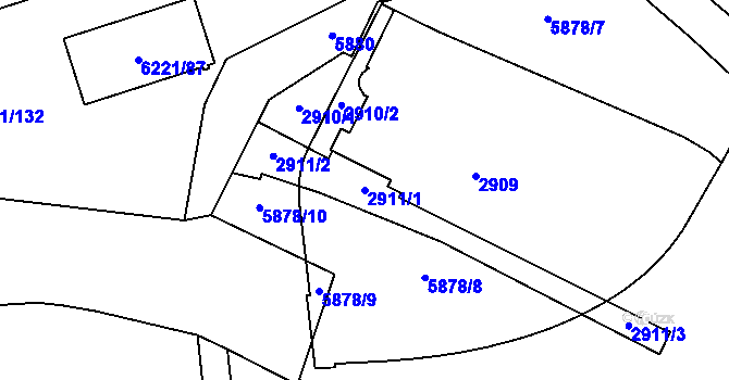Parcela st. 2911/1 v KÚ Jihlava, Katastrální mapa