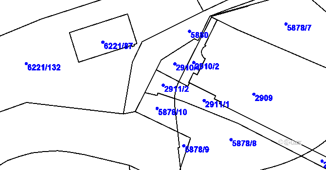 Parcela st. 2911/2 v KÚ Jihlava, Katastrální mapa