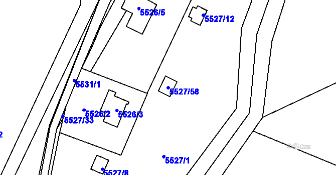 Parcela st. 5527/58 v KÚ Jihlava, Katastrální mapa