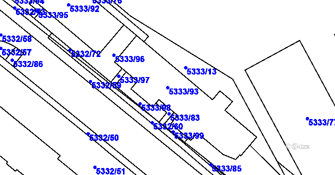 Parcela st. 5333/93 v KÚ Jihlava, Katastrální mapa