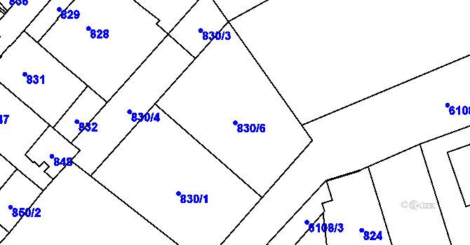 Parcela st. 830/6 v KÚ Jihlava, Katastrální mapa