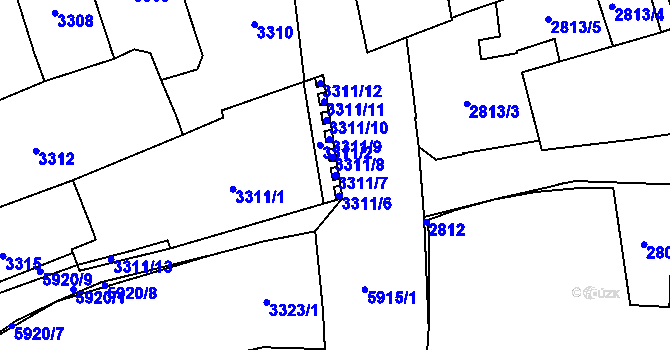 Parcela st. 3311/7 v KÚ Jihlava, Katastrální mapa