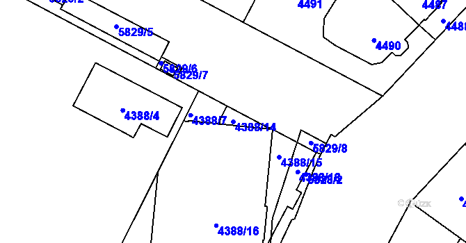 Parcela st. 4388/14 v KÚ Jihlava, Katastrální mapa