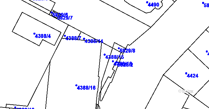Parcela st. 4388/15 v KÚ Jihlava, Katastrální mapa
