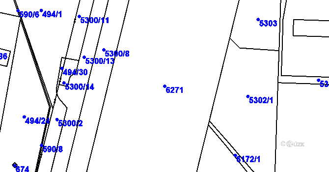 Parcela st. 6271 v KÚ Jihlava, Katastrální mapa