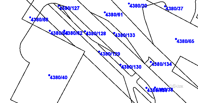 Parcela st. 4380/129 v KÚ Jihlava, Katastrální mapa