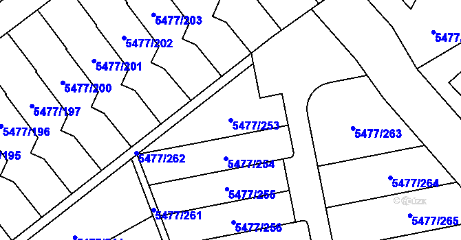 Parcela st. 5477/253 v KÚ Jihlava, Katastrální mapa