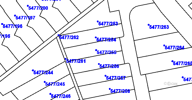 Parcela st. 5477/255 v KÚ Jihlava, Katastrální mapa