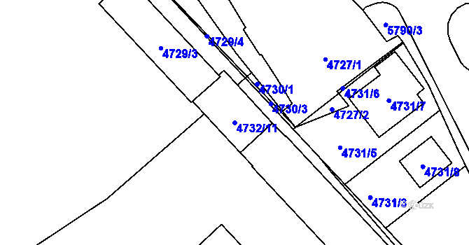 Parcela st. 4732/11 v KÚ Jihlava, Katastrální mapa