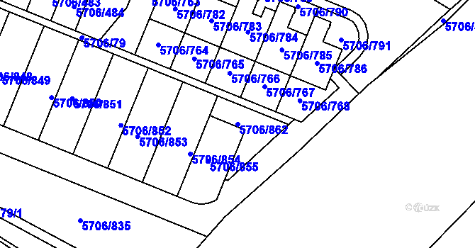 Parcela st. 5706/862 v KÚ Jihlava, Katastrální mapa