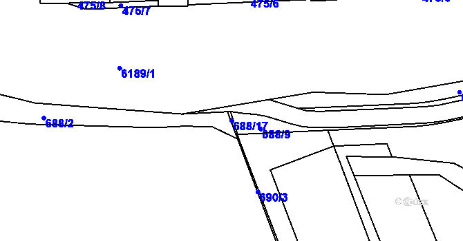 Parcela st. 688/17 v KÚ Jihlava, Katastrální mapa
