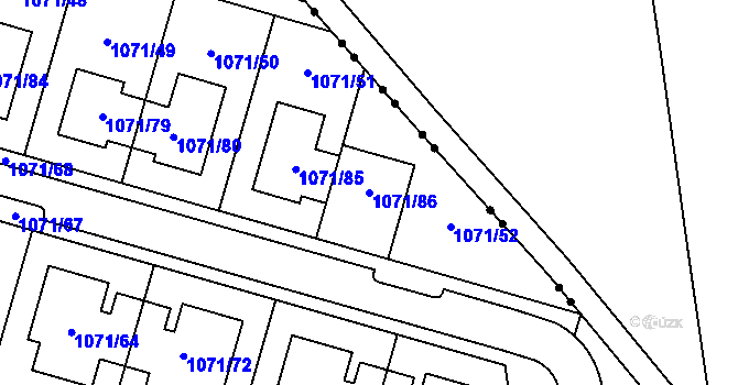 Parcela st. 1071/86 v KÚ Jihlava, Katastrální mapa