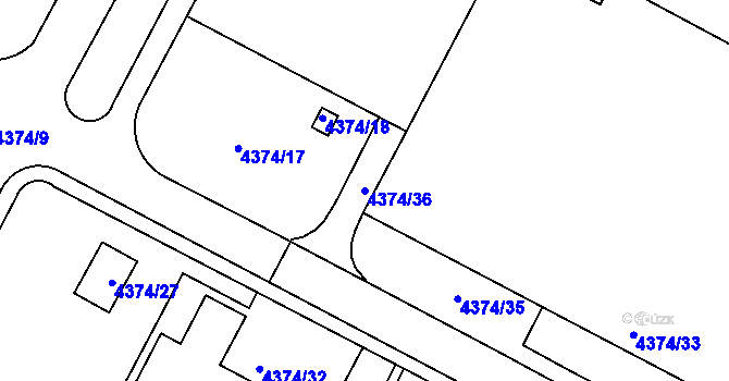 Parcela st. 4374/36 v KÚ Jihlava, Katastrální mapa