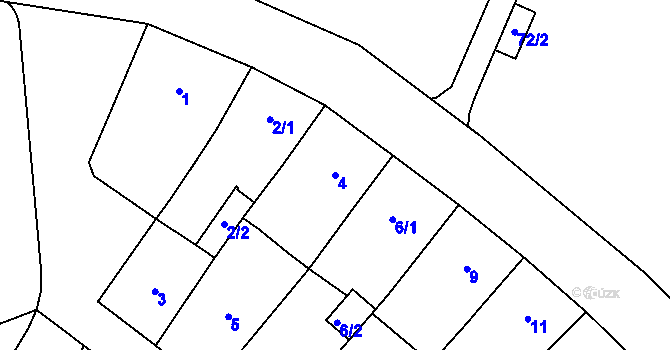 Parcela st. 4 v KÚ Helenín, Katastrální mapa