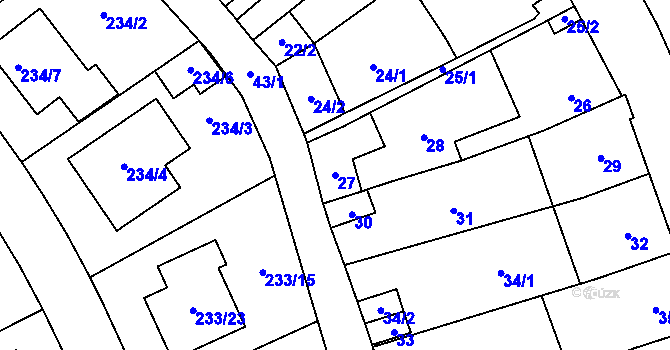 Parcela st. 27 v KÚ Helenín, Katastrální mapa
