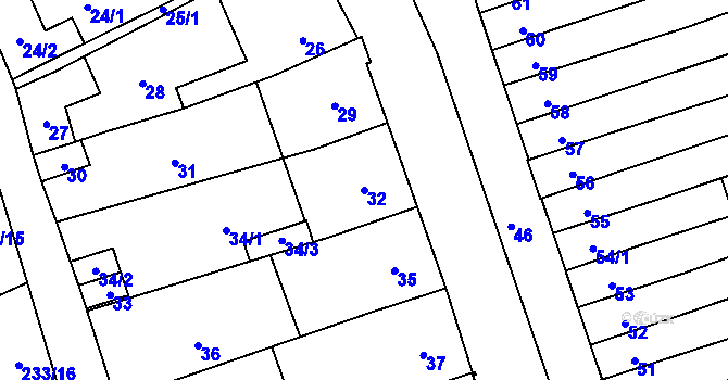 Parcela st. 32 v KÚ Helenín, Katastrální mapa