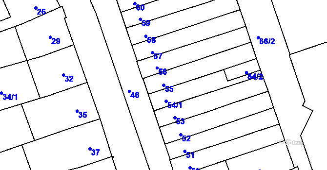 Parcela st. 55 v KÚ Helenín, Katastrální mapa