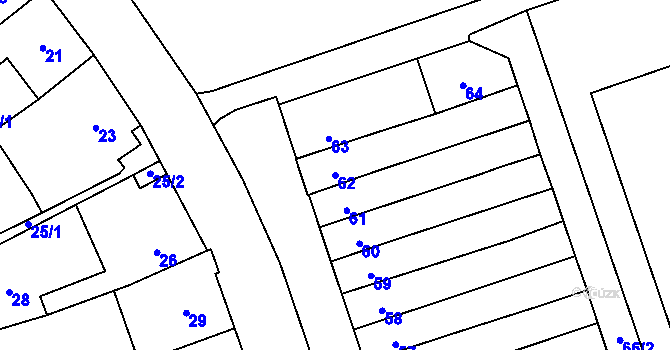 Parcela st. 62 v KÚ Helenín, Katastrální mapa