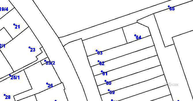 Parcela st. 63 v KÚ Helenín, Katastrální mapa