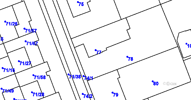 Parcela st. 77 v KÚ Helenín, Katastrální mapa