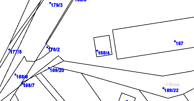 Parcela st. 188/4 v KÚ Helenín, Katastrální mapa
